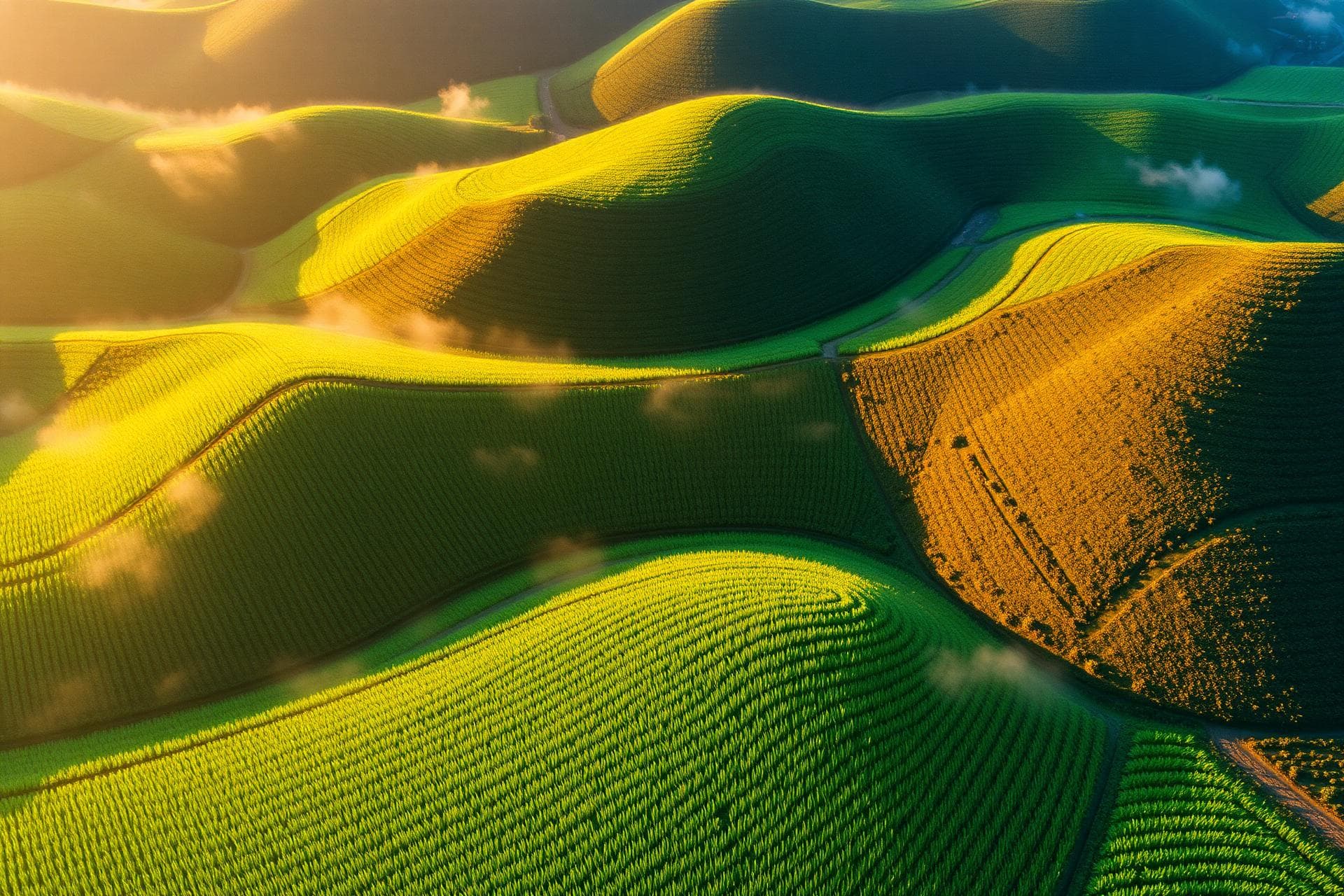 Sunlit agricultural field